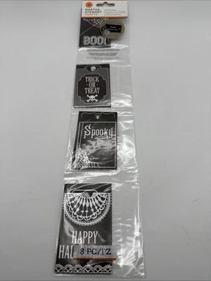 Martha Stewart Artesanía Feliz Halloween Regalo Etiqueta Set 8 Encaje Gótico Fiesta Suministro Foto 1 de 4