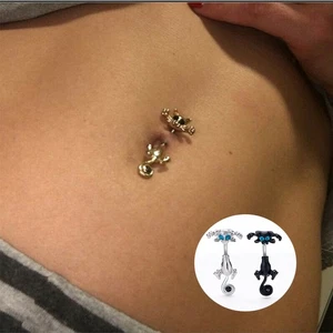 Button Navel Design Belly Jewelry Pierc Ring Body New Vintage Cat Pet Charm - Picture 1 of 9