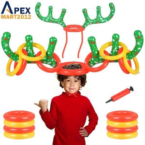 Anillo de cuerno de reno inflable de Navidad juegos de lanzamiento niños familia fiesta suministros - Imagen 1 de 8