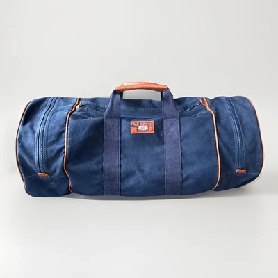 Vintage Lands’ End Deluxe Square Rigger Duffle Large Canvas - Leather, Navy Blue - Image 1 of 4