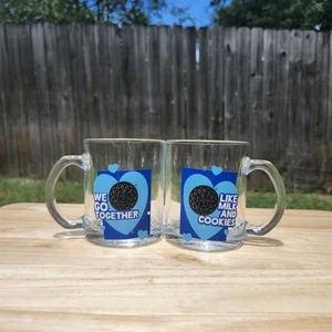 Oreo Mugs 10oz Clear Glass Cups "We Go Together” & “Like Milk and Cookies" Set - Picture 1 of 3