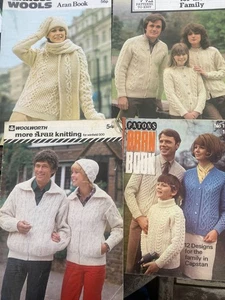 4 libretti vintage modello Aran Woolworth, Patons, modelli famiglia WI - Foto 1 di 11