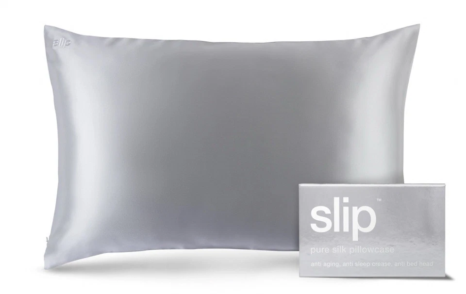 Pure Silk Standard/Queen Pillowcase, In Silver, New, By: Slip