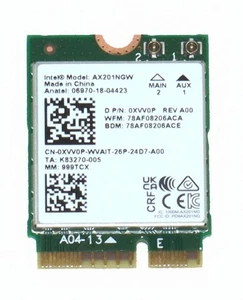 Dell XVV0P AX201 AX201NGW M.2 802.11ax Wireless Bluetooth 5.1 Card - Picture 1 of 2