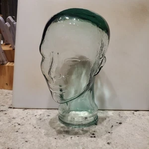 Maniquí cabeza de exhibición de vidrio verde transparente cabeza de peluca 11,5" arte - Imagen 1 de 18