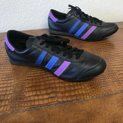 Adidas Originals Aditrack W sneaker Black Women 8.5 Stripes Blue Purple - Image 1 of 4