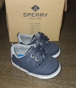 NEW BABY BOYS SPERRY NAVY BLUE CASUAL CRIB SHOES SPINNAKER SIZE 1 - Picture 1 of 7