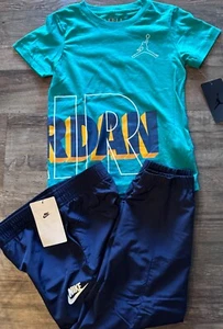 NWT Nike/Air Jordan Boys 5 Navy Blue/Teal/White Wind Pants Set Size 5 - Picture 1 of 3
