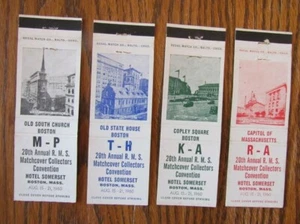 BOSTON HISTORIC SITES COMPLETE 1960 SET OF 4 MATCHBOOK MATCHCOVERS -E20 - Picture 1 of 1