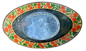 ANTIQUE DECORATED TOLEWARE BREAD TRAY AS FOUND - Picture 1 of 10