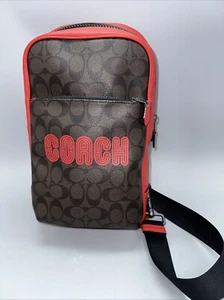 Coach CE522 Men's Westway Pack Signature Crossbody Backpack Red - Picture 1 of 14