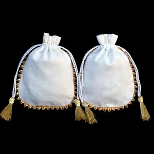 25 PCS Cotton Drawstring Jewelry Pouch White Small Designer Favor Bags Coin Bag - Picture 1 of 6