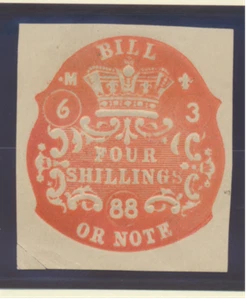 Great Britain Revenue Stamp/Cut Square , Bill or Note, Mint Hinged, 4 Shillings - Picture 1 of 1