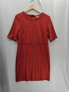 Spense Burnt Red Suede Sheath Studded Zip Back Dress Women’s Size- 14 - Picture 1 of 8