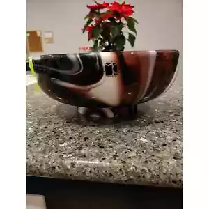 ABSOLUTELY STUNNING FOOTED MURANO CARLO MORETTI WAVE BOWL IN BEAUTIFUL CONDITION - Picture 1 of 7