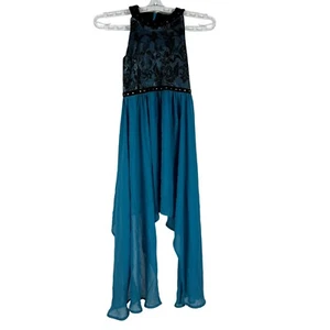 Disney Signed Girls Blue & Black High-Low Dress Size S - Picture 1 of 6