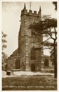 REAL PHOTOGRAPHIC POSTCARD OF ST. MARY'S CHURCH, MARKET DRAYTON, SHROPSHIRE - Picture 1 of 2