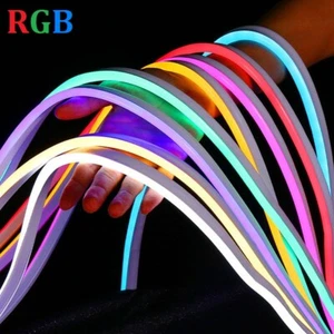 RGB Neon LED Strip Lights 12V Waterproof Flexible Sign Soft Light Silicone Tube - Picture 1 of 18