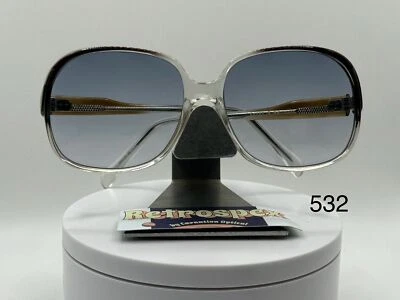 Винтажные солнцезащитные очки большого размера | новые из старых запасов | серые выцветшие линзы | серая/прозрачная оправа 70-80-е - Изображение 1 из 4