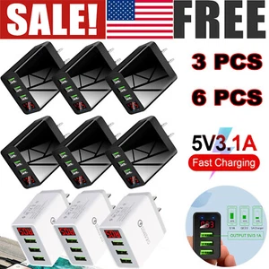 3-Port Fast Quick Charge USB Hub LED Display Wall Charger Power US Plug Adapter - Picture 1 of 22