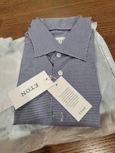 Camisa de vestir azul ajustada Eton para hombre - Imagen 1 de 4