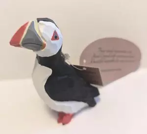Puffin Wood Ocean Bird Ornament Handmade NWT Hand Carved - Picture 1 of 2