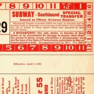 Philadelphia Rapid Transit c1934 Page from Bus Subway Ticket Sample Book (0011) - Picture 1 of 3