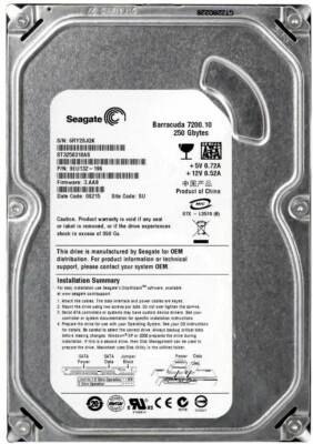 Hard Drive Seagate barracuda ST3250310AS 250GB SATA II 7200RPM 8MB Cache 3.5'' - Image 1 of 4