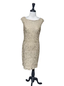 Abito semi formale madre della sposa Ralph Lauren pizzo oro senza maniche taglia 4 - Foto 1 di 6
