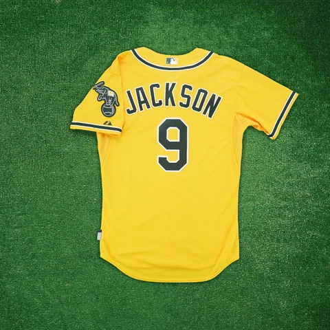 Reggie Jackson Oakland Athletics Authentic On-Field Alt Gold Cool Base Jersey Cover