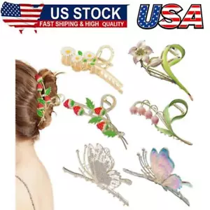 6 Pcs Hair Claw Clips for Women, Large Strong Metal Butterfly Hair Clips Flower - Picture 1 of 9