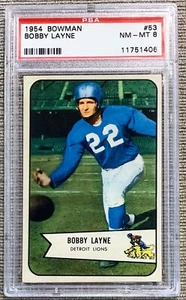 1954 Bowman #53 Bobby Layne - Detroit Lions PSA 8 NM-MT - Picture 1 of 2