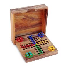 Wooden Ludo Pachisi Strategy Fun Traditional Travel Board Game 14x14cm 6х6"