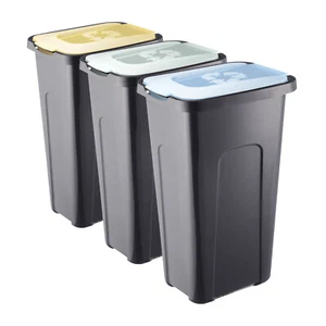 PAFEN Großer Mülleimer 30l mit Deckel  3er Set Abfallbehälter 555 x 370 x 270mm - Bild 1 von 5