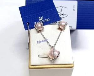 Swarovski Nude Set Pendant/Earring Clear Crystal Pink Pearl Authentic 1156291 - Picture 1 of 14