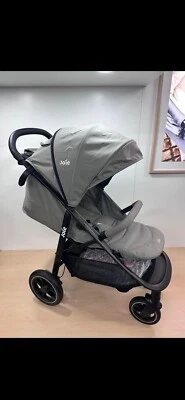 Joie Litetrax 4-Rollen Kinderwagen - Grau Flanell mit Regenschutz