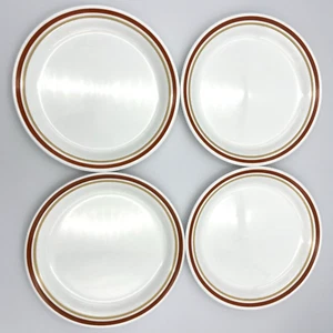 Juego de 4 platos de almuerzo de ensalada a rayas rojas y marrones Corelle canela castaño - Imagen 1 de 6