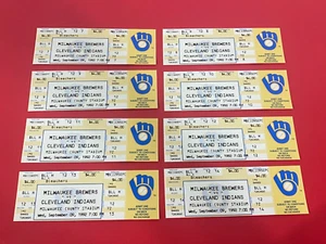 ROBIN YOUNT 3000 HIT GAME FULL TICKETS LOT OF 8 9/9/92 MILWAUKEE COUNTY STADIUM - Picture 1 of 2
