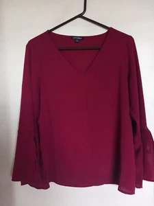 Roz & Ali Mujer Borgoña Top Camisa Túnica Talla L - Imagen 1 de 5