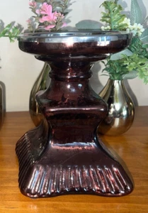 Herbstdeko - Kerzenhalter mit Quecksilber Glassockel - Schokobraun - Bild 1 von 2