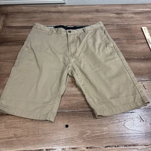 Volcom Vmonty Shorts Mens 33 Khaki Stretch Skateboard 10" Inseam - Picture 1 of 8