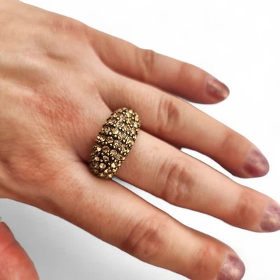 HEIDI DAUS "Hugs From Heidi" Champagne Tan Crystal Pavé Ring Band Bronze Size 8 - Image 1 of 4