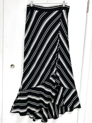 Falda CHICO'S Talla Mediana 8/10 Estampado Laberinto Negra Blanca Alta Baja Informal Trabajo Foto 1 de 2