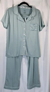 Born Damen Sea Foam Grün 2-teiliges Pyjama Set Kurzarm Hose Schlaf Komfort  - Bild 1 von 24