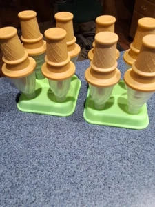 2 juegos 8 piezas cono de hielo de plástico reutilizable de grado alimenticio para niños, helado - Imagen 1 de 3
