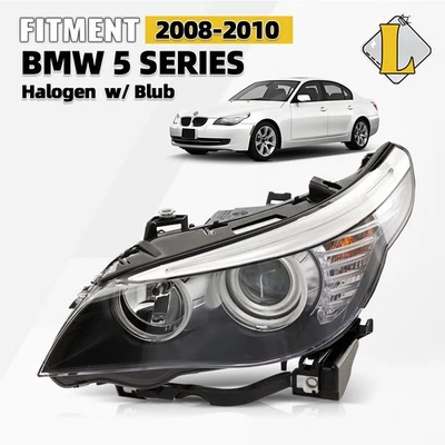 Halogen Headlight For 2008 2009 2010 BMW 5 SERIES With Bulb Left Driver Side Foto 1 de 4