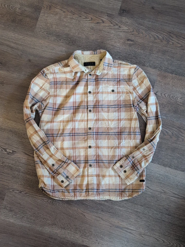Camisa de Franela Kr3w Krew Talla M Marrón A Cuadros Abotonada Manga Larga Patinador Grunge Foto 1 de 4