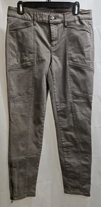Womens White House Black Market Skinny Ankle Olive Green Jeans W Beading Sz 10 - Picture 1 of 17