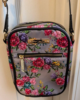 Bolso Bandolera Pequeño Betsey Johnson Gris Rosa Púrpura Floral Foto 1 de 4