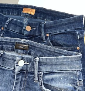 2 PAIR LOT MOTHER  ๐ HIGH WAISTED LOOKER Ankle Skinny Stretch Jeans Size 26 2 - Picture 1 of 16
